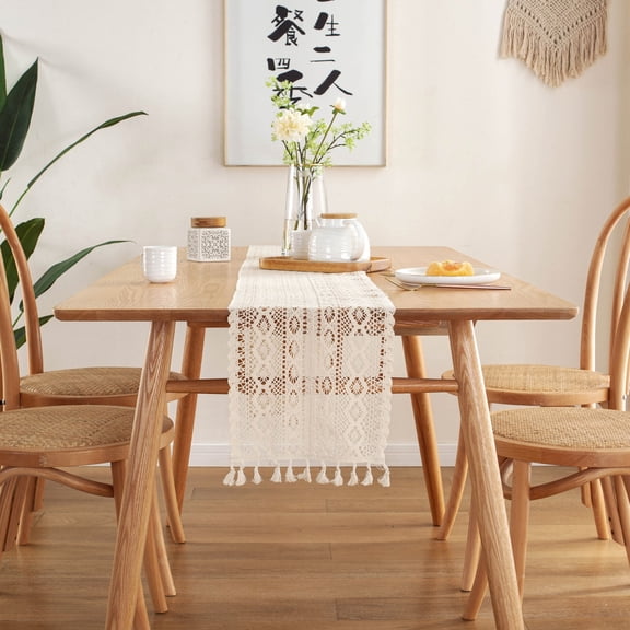 Fashion Table Runner with Tassels, Cotton Farmhouse Table Decoration