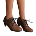 thumbnail image 1 of Bottes de Combat à Talons Kitten pour Femmes Rétro Hiver Automne en Cuir à Bout Rond Bottillons Courts à la Cheville Chaussures Oxford Vintage, 1 of 6