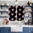 thumbnail image 2 of Valentine's Day Kitchen Curtains Window Panels, Pink Bows Shining Stars Modern Black Insulated Window Treatment Curtain, Grommet Curtains for Bedroom/Living Room/Bathroom, 2 Piece 52"Wx84"L, 2 of 8