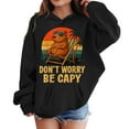 thumbnail image 3 of SonxaHe Toddler Girl's Hoodies Cartoon Capybara Print Long Sleeve Pocket Hooded Sweatshirt Soft Loose Autumn Winter Hoodies Black,Sized 4-5, 3 of 3