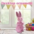 thumbnail image 7 of 8.66 Inch Easter Bunny with Bowtie Plush Flocked Rabbit Figurine Desktop Gift for Table Living Room Home Party Spring Decor 2 Pcs, 7 of 7