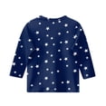 thumbnail image 3 of CCRFTGI American Flag Shirts for Kids Girls Size 7 4th Of July Cute Tops 3/4 Sleeve Crew Neck Independence Day American Flag Stars Tee Red White and Blue Summer Shirts T-Shirts Navy 5-6 Years, 3 of 4