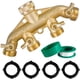 thumbnail image 1 of Divisor de manguera de jardín de latón (4 vías), conector de manguera de latón macizo de 3/4", adaptador de espita de manguera, 4 válvulas con 4 arandelas de goma adicionales JFHHH pequeña, 1 of 5