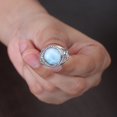 thumbnail image 5 of Earth Gems Jewelry Natural Larimar 925 Sterling Silver Handmade Statement Ring for Women, 5 of 8