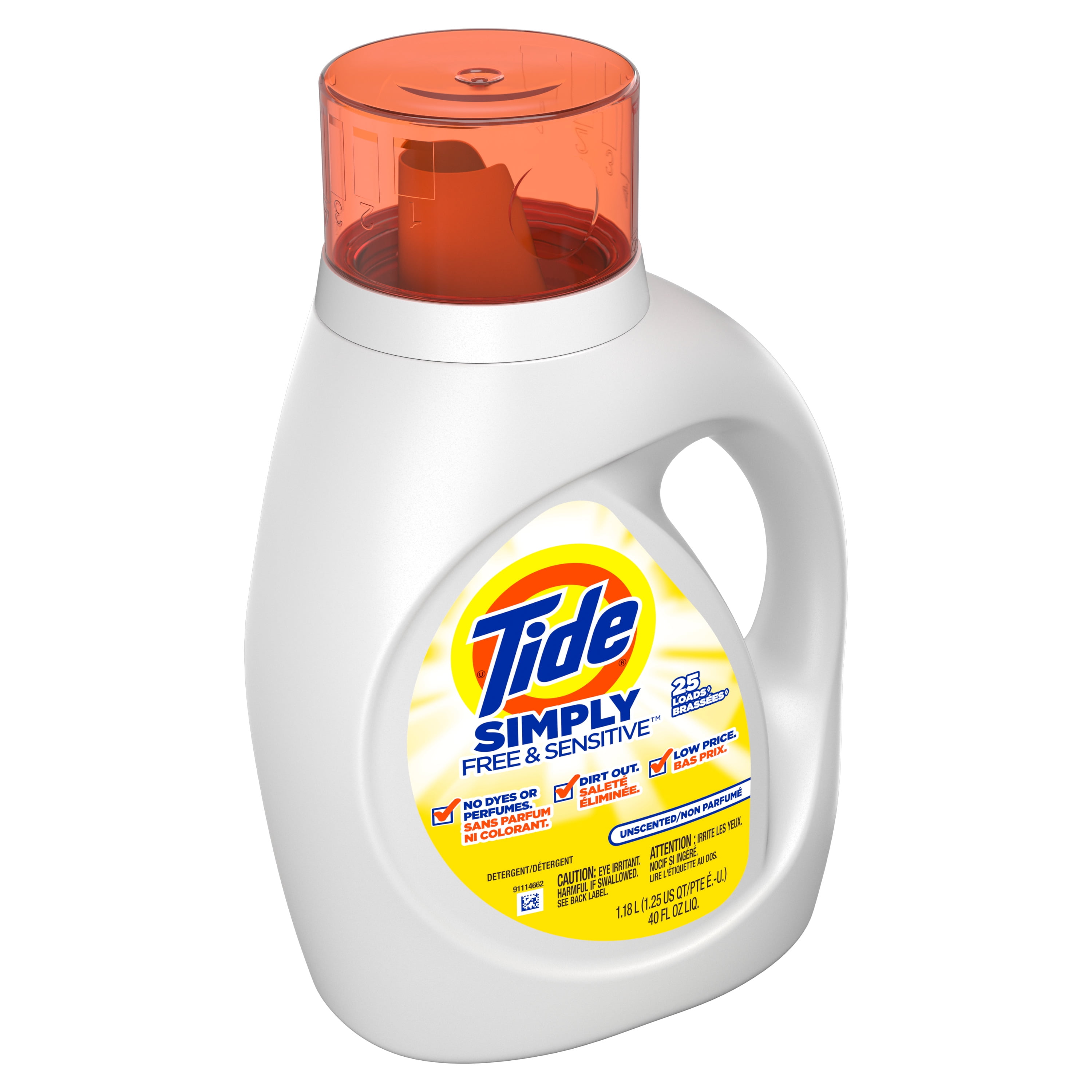 Tide Simply Free Sensitive Liquid Laundry Detergent 40 Oz 25 Loads Walmart Com Walmart Com