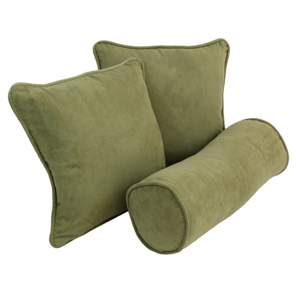 Double-corded Solid Microsuede Throw Pillows with Inserts (Set of 3) - Sage Green