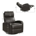 thumbnail image 2 of Costway Fauteuil Inclinable Pivotant à Bascule Manuel Fauteuil Simple de Salon avec Repose-Pieds Brun, 2 of 10