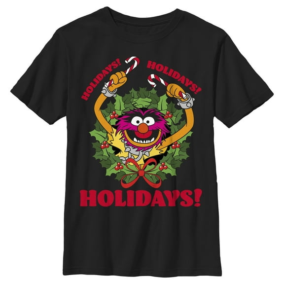 Boy's The Muppets Ho Ho Holidays! Graphic Tee Black Large