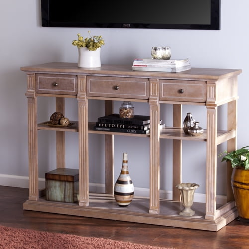 Farmhouse Media Console Table, Weathered Natural