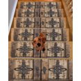 thumbnail image 2 of Wooden Plank Stair Treads for Wooden Steps Indoor Runner Rug Carpet, Rustic Farmhouse Brown Black Barn Door 7 Pieces Peel and Stick Staircase Step Treads Covers Washable Throw Door Mats, 30"x8", 2 of 5