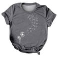 thumbnail image 4 of Wycnly Womens Tops Dressy Casual Comfy Breathable Loose Fit Trendy Pullover Tees Shirts Summer Short Sleeve Crewneck Tops Dandelion Print Blouse Gray XL, 4 of 6