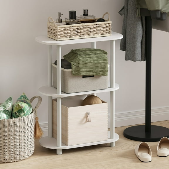 Furinno Turn-N-Tube No Tools 3-Tier Modern Oval Side Display White/Virgin White