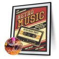 thumbnail image 1 of Cuadros Decorativos Kit de diamantes de imitación de taladro redondo completo de póster Retro de pintura de diamantes (NY217) Tmvgtek embutido en tela, 1 of 6
