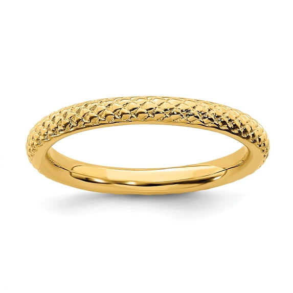 Sterling Silver Stackable Expressions Gold Plated Patterned Cable Ring Size 9