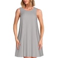 thumbnail image 1 of Vsdgher Robes d'Été Imprimé Gris pour Femmes Robe de Plage Décontractée Col en U Sans Manches Robe d'Été Ample avec Poche, 1 of 7