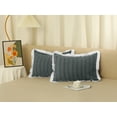 thumbnail image 7 of Unique Bargains Polyester Ruffles Pleated Pillow Shams Set of 2 with Envelope Closure Grey Queen, 7 of 7