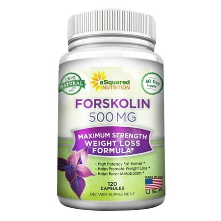 aSquared Nutrition 100% Natural Forskolin 500mg Max Strength - 120 Capsules - Forskolin Extract Supplement for Weight Loss, Coleus Forskohlii Root 20% Forskolin Diet Pills