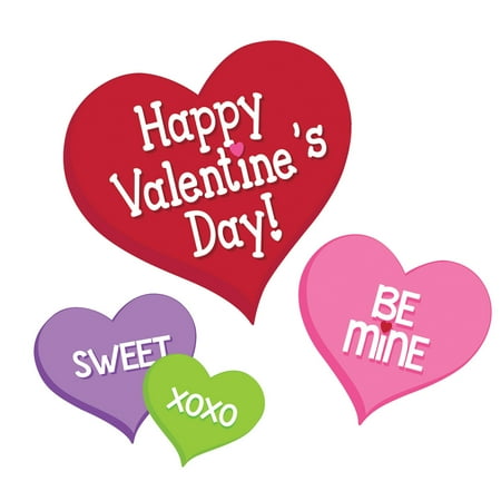 Candy Hearts Valentines Day 12 inch 3 Ct Cutouts Paper Party
