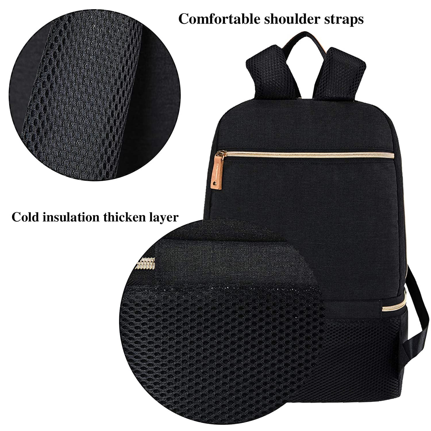 Breast Pump Bag Backpack - Cooler Lunch Bag Double Layer for Mother Large Size Black1