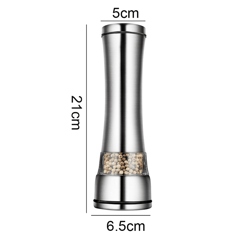 Stainless Steel Salt and Pepper Grinder, Adjustable Grinder, for Sea Salt,  Black Peppercorn, or Spices (5.3x1.9)