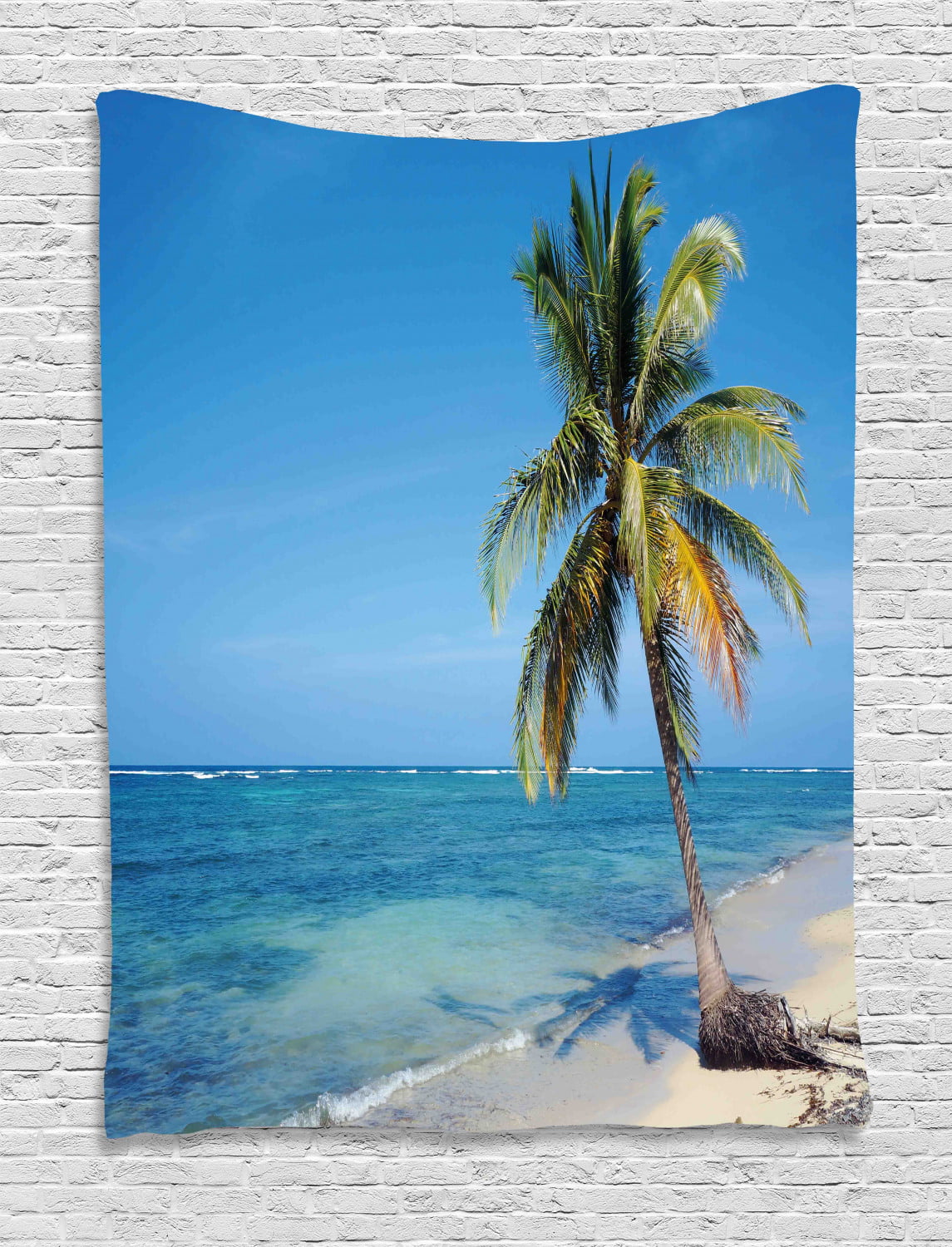 PuzCub Beach Wall Tapestry Palm Tree Bird Sun Wall Hanging Décor Nature Scenery Bohemian Tapestry for Dorm Rooms Apartments Bedrooms Living Room，59.1 x 51.2 