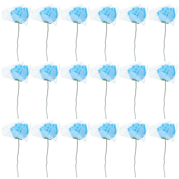 Luxshiny 144pcs Faux Flowers Heads Mini Foam Roses for Wedding Decor Blue