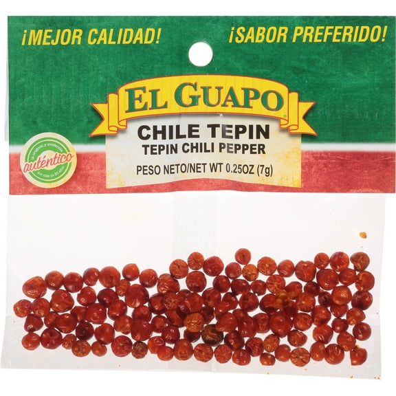El Guapo Whole Tepin Chili Peppers, 0.25 oz Bag