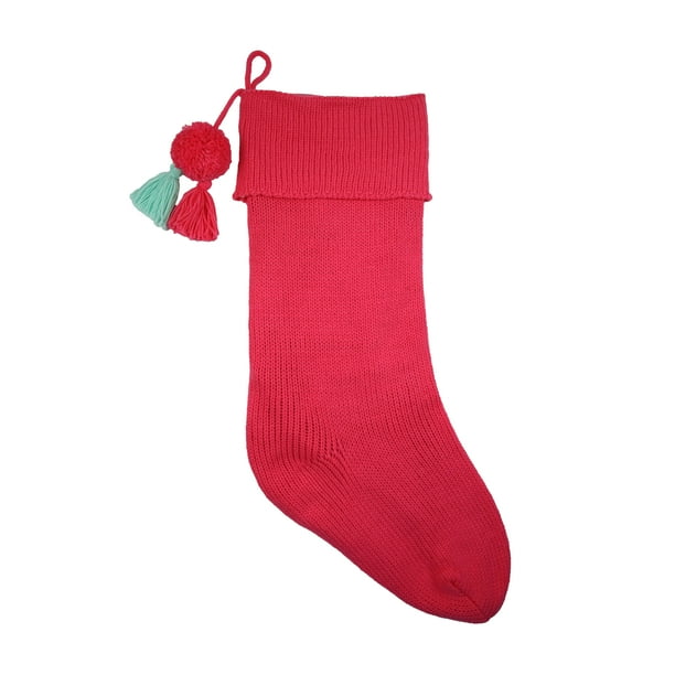 Pink Knit Christmas Stocking 