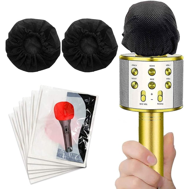 400 PCS Housse de Microphone Jetable, Couverture de Micro Non Tissé, Pare-Brise Sans Odeur, Chapeau de Protection de Micro Portable Universel pour la Collecte d'Informations de la Salle d'Enregistrement KTV, 3 Pouces