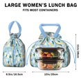 thumbnail image 5 of Pioneer Flower Floral Print Pattern Drawstring Lunch Bag Women - Drawstring Lunch Bag Insulated for Work Office - Stain-Resistant Large Lunchbags for Women with Multi-Pockets, 5 of 6