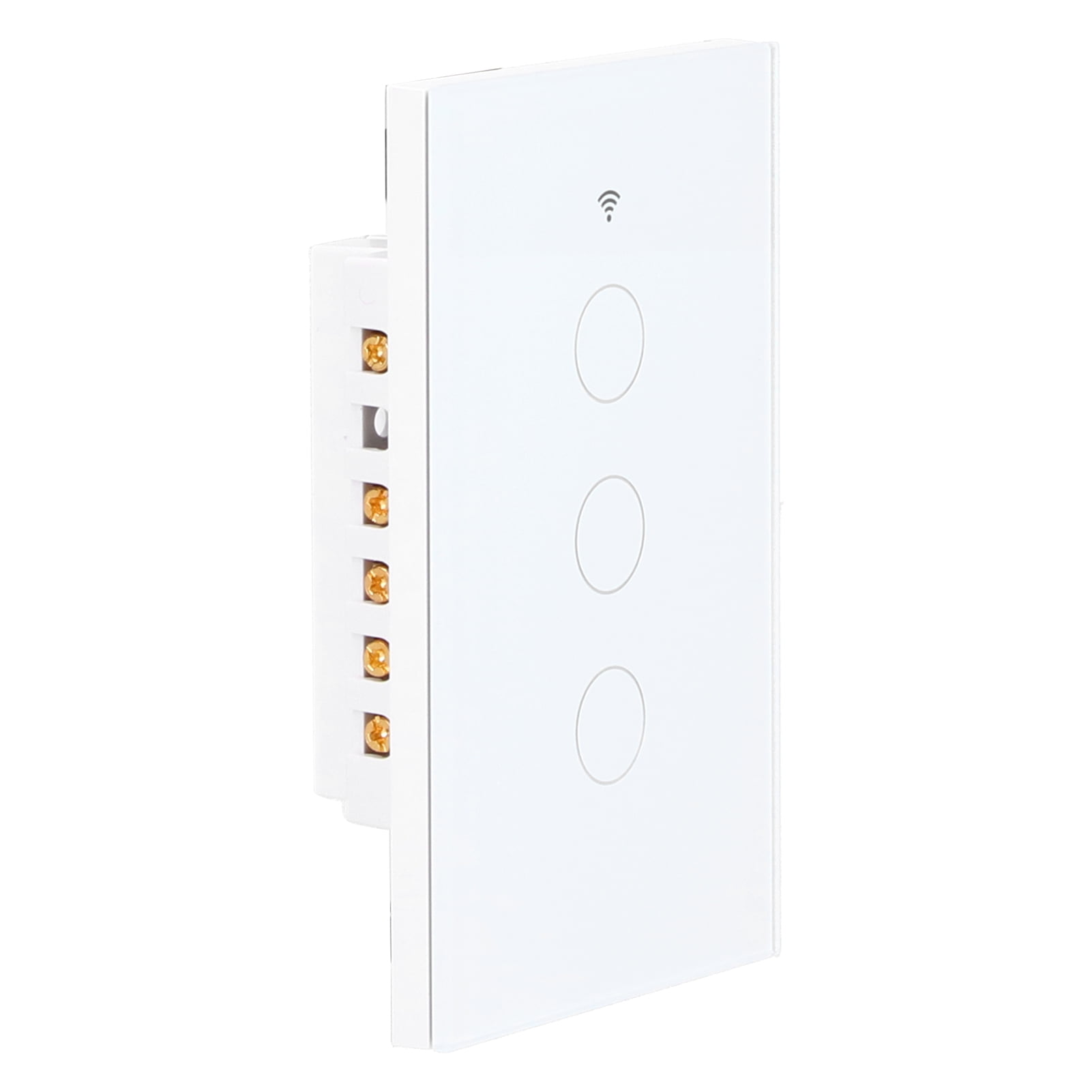 BIMZUC Intelligent Light Touch Switch Remote Control 3 Gang American Type Zigbee Home Automation Wall Switch Panel 100-240V White (15 cm / 5.91 inches)