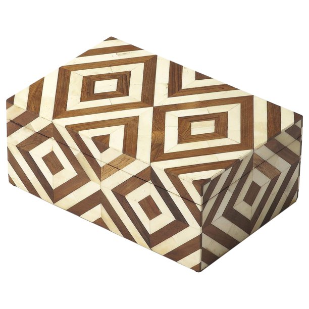 Caja de almacenamiento Butler Maya con incrustaciones de madera y hueso para decoración del hogar