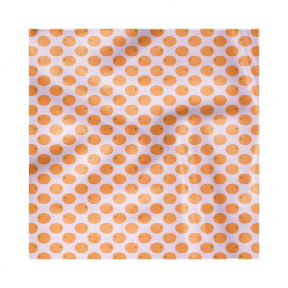 Orange Decorative Napkins Set of 4, Cartoon Citrus Fruit on Polka Dots Pattern, Silky Satin Fabric for Brunch Dinner Party, 12", Baby Pink Apricot, by Ambesonne