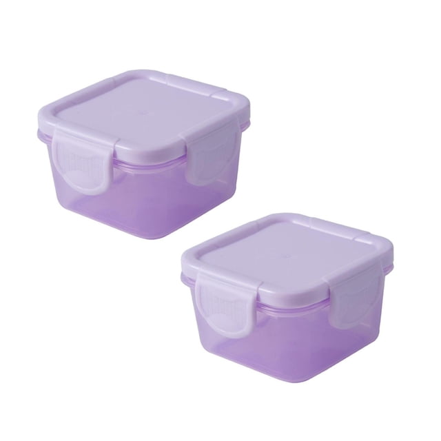 Oleegame 2PC Produce Storage Mini Plastic Food Storage Containers With Lids Small Airtight Containers Square School Lunch Containers For Children Leftover Food Containers Purple