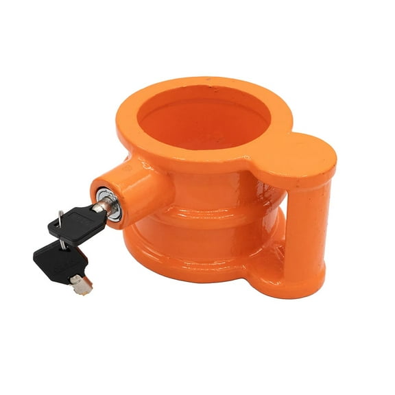 5th Wheel King Pin Lock Heavy Duty Powder Coated Cast Iron with Ergo Handle - Anti Theft for RVs, Container, Trailers & Campers - Fifth Wheel Hitch Lock - Travel Accessories