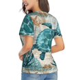 thumbnail image 4 of Zufioo Watercolor Sea Turtle Print Women's Classic V-neck T-shirt, V-neck Short-sleeved Tops Home Wear, Suitable for Daily Life, Work, Outdoors-XX-Large, 4 of 8