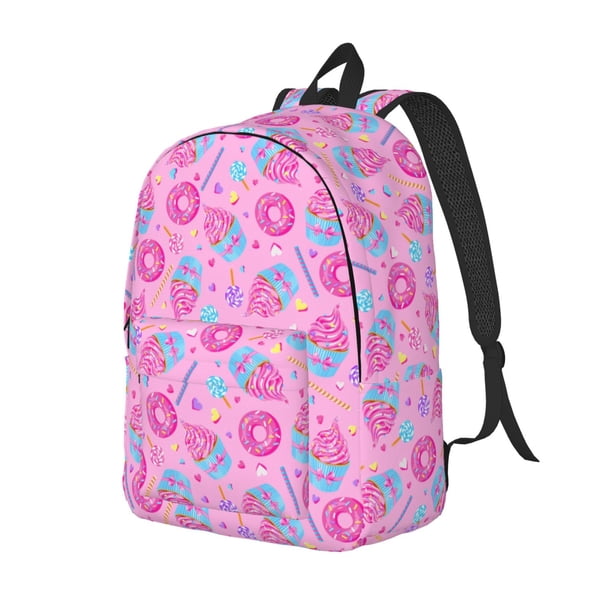 Balery Donuts Mochila Clásica Impresa Básica para Viaje, Mochila Escolar Resistente al Agua, Mochila de Lona con Correas Ajustables-Medium