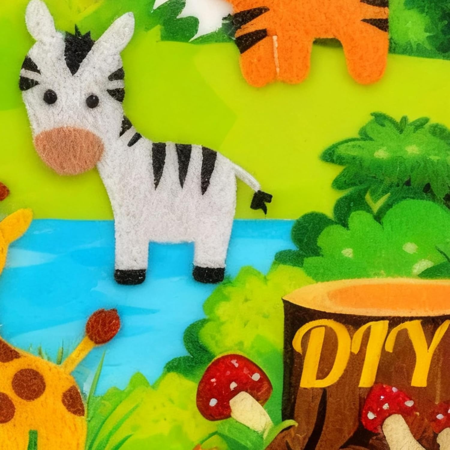 Twiggle Stuff Sewing Kit, Safari Jungle Animals Sewing Craft Kit DIY, Educational Wild Animal Craft Set for Birthday Gift (8-Piece Set)