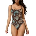 thumbnail image 4 of Jamicy One Piece Swimsuit Women Tummy Control Square Neck Sporty Ruched Slimming Monokini High Cut Women's Bathing Suit, 4 of 8