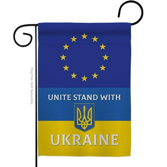 USA Decoration  European Union Stand with Ukraine Support Cause 13 x 18.5 in. Double-Sided Decorative Vertical Garden Flags for House Decoration Banner Yard Gift