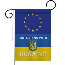 USA Decoration European Union Stand with Ukraine Support Cause 13 x 18.5 in. Double-Sided Decorative Vertical Garden Flags for House Decoration Banner Yard Gift