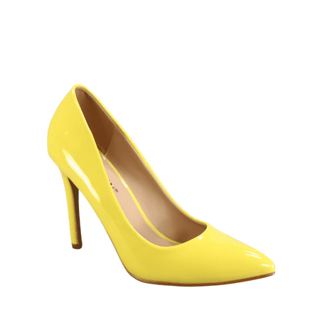 

Women s Classic Multi Color Slip On Stiletto Heels Dress Casual Patent High Heel Pumps ( Yellow 8)