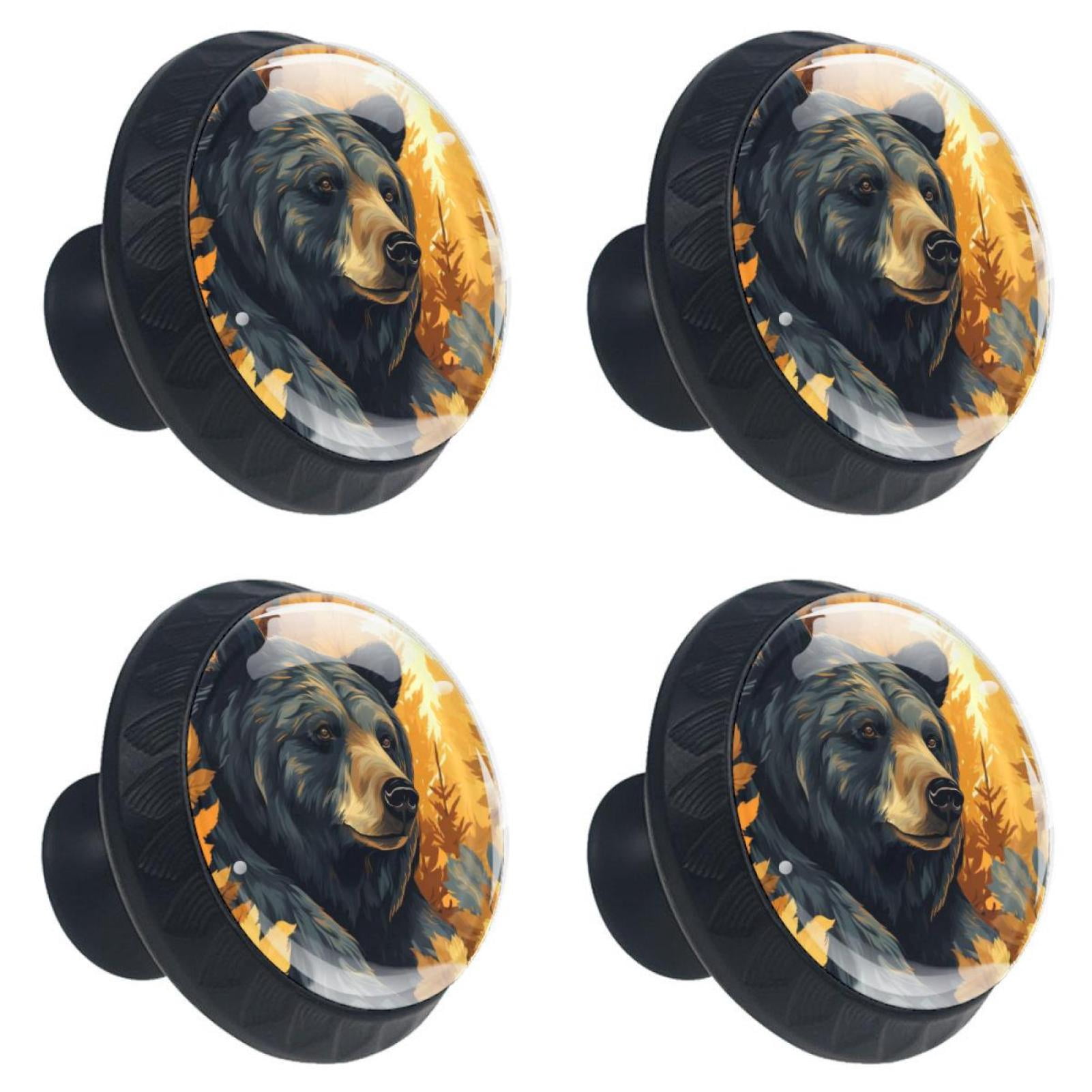 4 Pcs Bear Knobs for Kitchen Cabinet Cupboard Dresser Bookcase Drawer Pulls Handles Round Home Decor