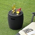thumbnail image 6 of FASCK  9.5 Gallon Ice Cooler, Wicker Round Ice Chest, Outdoor Beer Wine Ice Bucket, Top Lid Side Handles Drainage Plug, Weather-resistant Patio Cool Bar Table for Cocktail Party Poolside Deck, 6 of 6