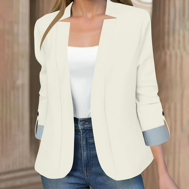 Business Casual Outfits for Women Suit Blazer Jacket Rolled Long