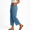 thumbnail image 5 of JGGSPWM Womens Pants Cropped Wide Leg Palazzo Pants Elastic Waist Button Detail Capris Beach Lounge Pant Capri Trousers Blue XXXL, 5 of 6