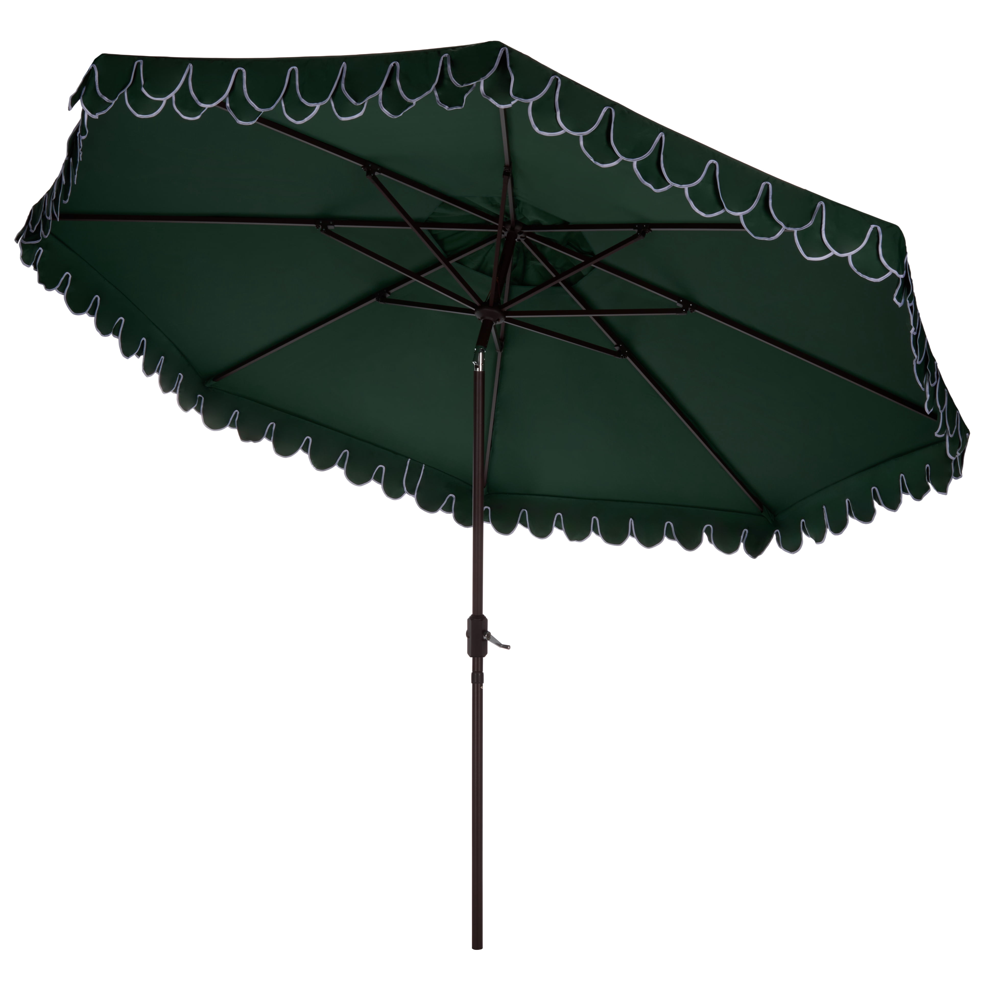 Safavieh Outdoor Valance 11ft Crank Patio Umbrella, Hunter Green/White