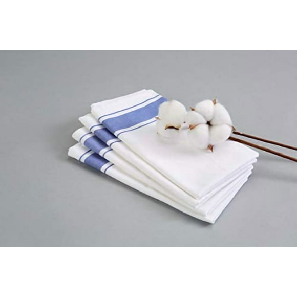 Serviette à Main 100 % Coton - Serviette de Cuisine - Serviette à Thé - 100 % Coton - Rayé Bleu (4)