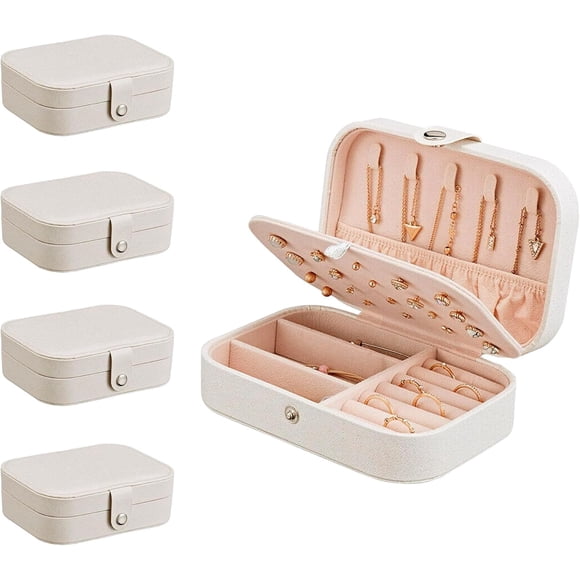 Set de 4 Joyeros Bluelander, Alajero Organizador para Anillos, Collares, Relojes, Pulseras y Aretes, Impermeable de Cuero, Interior de Terciopelo, Rosa