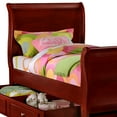thumbnail image 3 of Benjara Twin Size Wooden Sleigh Bed with Twin Trundle, Cherry, 3 of 3